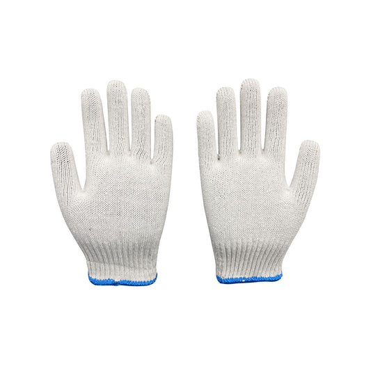 Men's Cotton Work Gloves — Heavy-Duty, Wear-Resistant, Thickened, and Non-Slip — Pure White, Breathable Safety Gloves for Construction Sites and Manual Labor