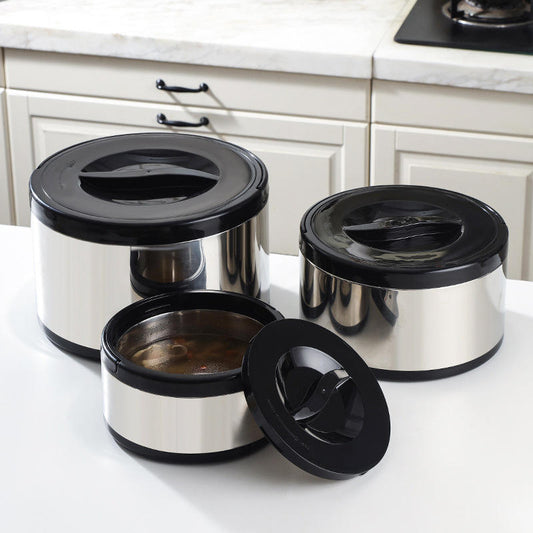 Large-Capacity Commercial Stainless Steel Insulated Food Carrier Set — Portable 3-Piece Kit (Includes Food Container, Soup Pot, and Ice Bucket)