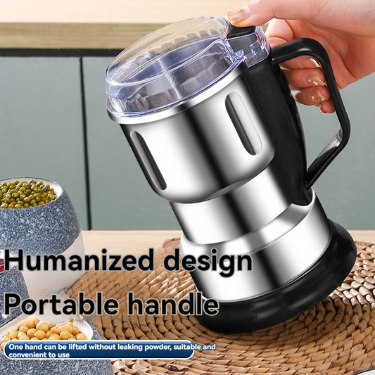 Portable electric grinder, multi-functional dry powder grinder, one-handed operation, stainless steel kitchen mixer
