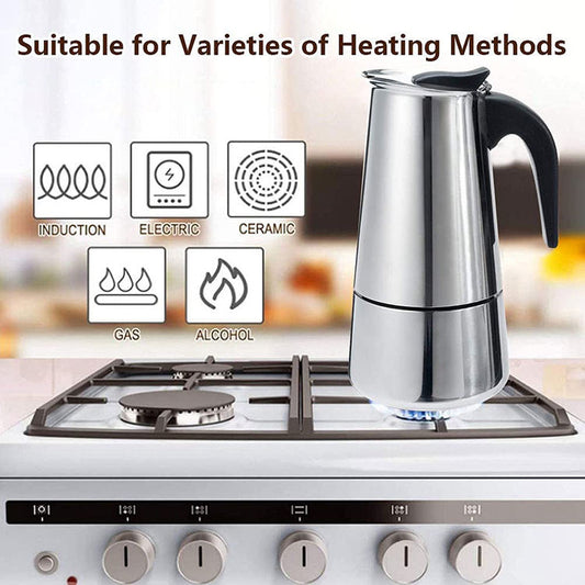 Italian Moka Pot, Stainless Steel Home Moka Coffee Maker, Coffee Brewing Equipment