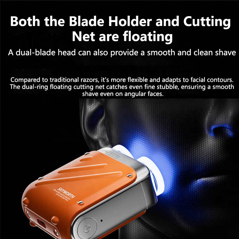 Portable Dual Blade Magnetic Suction Electric Shaver for Men IPX7 Waterproof Rechargeable Beard Razor for Home or Hotel Use