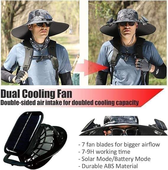 Solar outdoor fan hatSolar outdoor fan hat