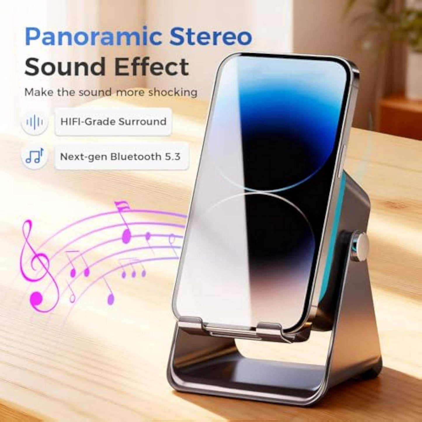 Mini Wireless RGB LED Speaker — Waterproof, with Rechargeable USB Battery — Ideal for Bedrooms, Parties, and Gaming — Includes Phone Stand