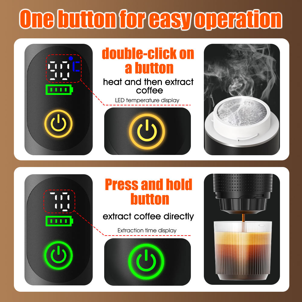 Portable Capsule Coffee Machine — Compact Electric Espresso Maker for Home & Outdoor Use (With Heating Function)