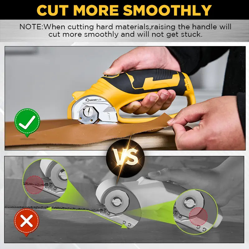 Saker Cordless Electric Scissors,Rechargeable Fabric Scissor with LED Light,Power Rotary Cutter for Leather Carpet Plastic Cutting,Sewing,Crafting