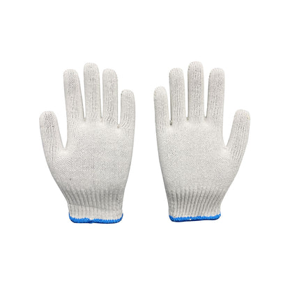 Men's Cotton Work Gloves — Heavy-Duty, Wear-Resistant, Thickened, and Non-Slip — Pure White, Breathable Safety Gloves for Construction Sites and Manual Labor
