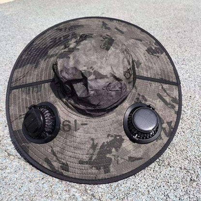 Men's Solar-Powered Fan Hat — Wide-Brimmed Outdoor Sunshade & UV Protection Hat — Summer Sun Hat, Hiking & Fishing Hat