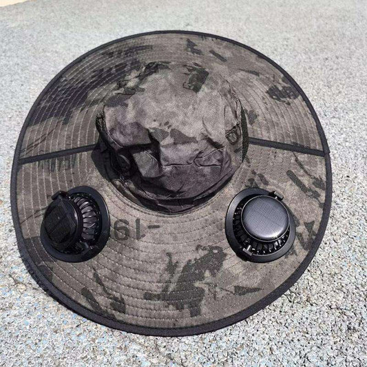 Men's Solar-Powered Fan Hat — Wide-Brimmed Outdoor Sunshade & UV Protection Hat — Summer Sun Hat, Hiking & Fishing Hat