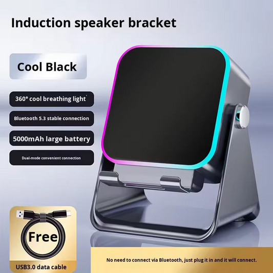 Mini Wireless RGB LED Speaker — Waterproof, with Rechargeable USB Battery — Ideal for Bedrooms, Parties, and Gaming — Includes Phone Stand