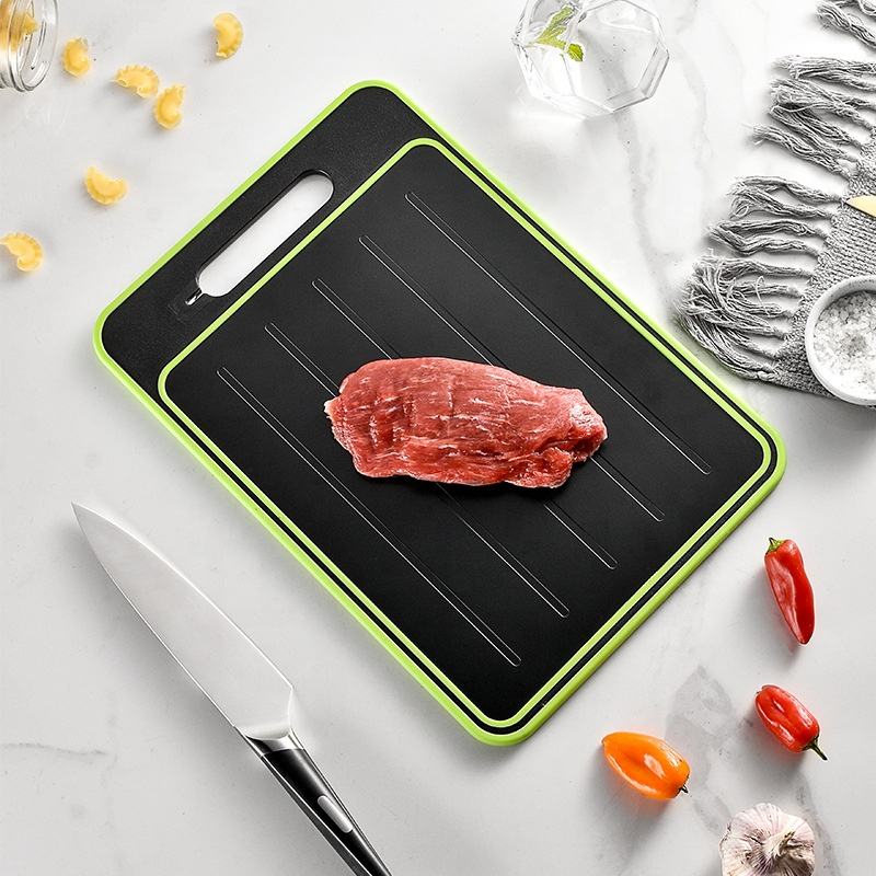 Multi-functional cutting board with knife sharpener, garlic grinder, aluminum alloy double-sided defrosting board