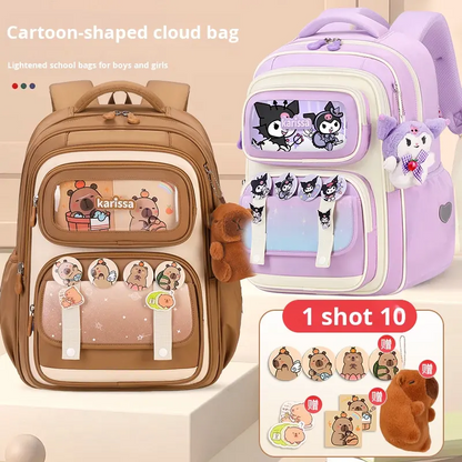 Waterproof Printed Children's Schoolbag — Large-Capacity Backpack for Primary Students, Designed for Spine Protection, Back-Strain Relief, and Posture Correction
