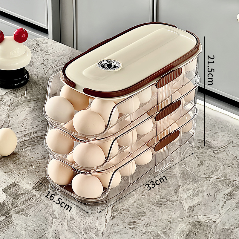 New refrigerator storage box, household kitchen storage rack, transparent, large capacity, thickened, portable egg box wholesale.