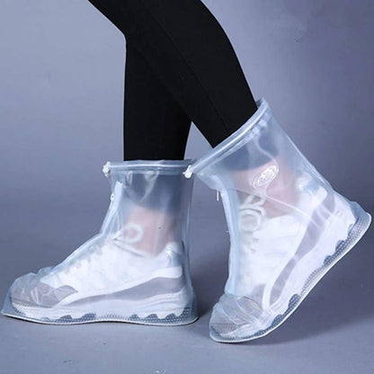 Thickened mid-calf waterproof shoe covers, non-slip and wear-resistant rain shoe covers, men's and women's rain shoe covers, zipper shoe covers