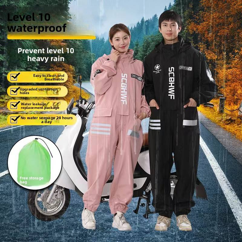Motorcycle one-piece raincoat, full-body waterproof and breathable adult raincoat, rainproof and waterproof riding poncho