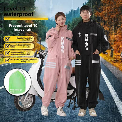 Motorcycle one-piece raincoat, full-body waterproof and breathable adult raincoat, rainproof and waterproof riding poncho