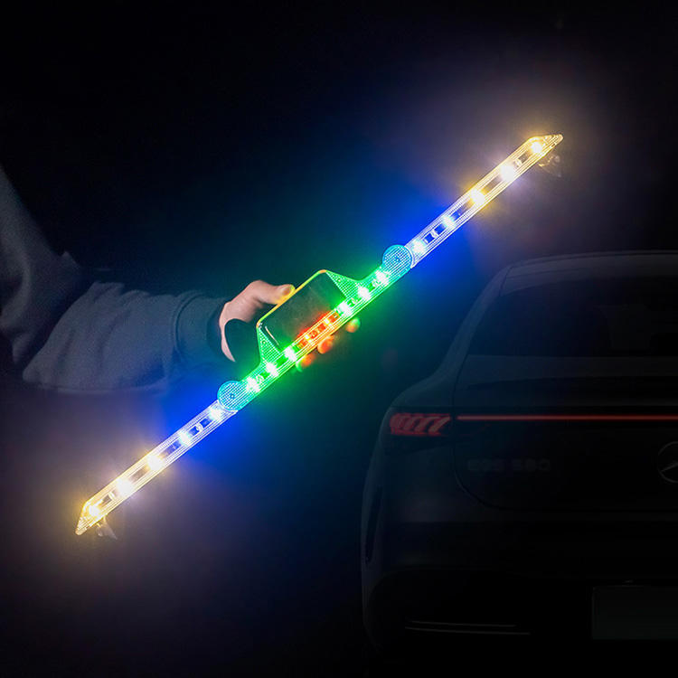 Solar powered wireless foldable LED emergency vehicle lighting strip triangle car signal alarm car electronic accessories