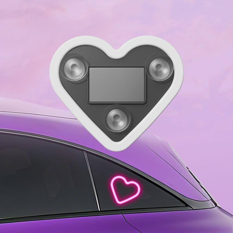 Car Love Light Solar Wireless Decorative Light LED Warning Light Triangle Window Rear Window Car Fun Atmosphere Light