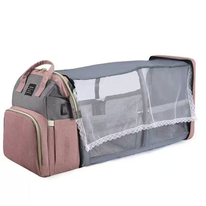 Multifunctional stylish folding bed, simple and portable outdoor insulated baby bottle bag, large capacity maternity and baby bag