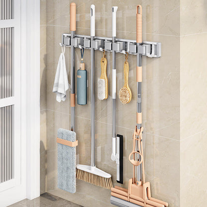 Mop wall-mounted clips, no-drill hooks, broom holders, balcony and bathroom storage racks