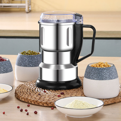 Portable electric grinder, multi-functional dry powder grinder, one-handed operation, stainless steel kitchen mixer