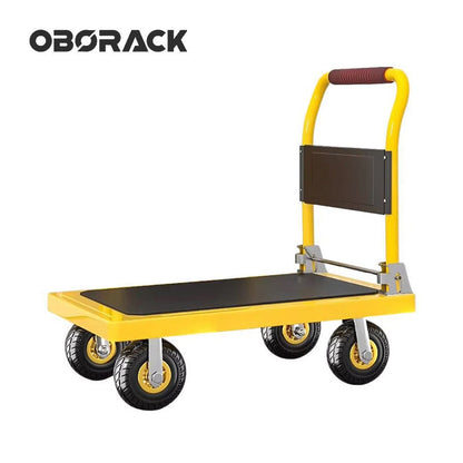 Thickened steel plate handcart, cargo trailer, flatbed trolley, pallet truck, household folding silent trolley/trailer