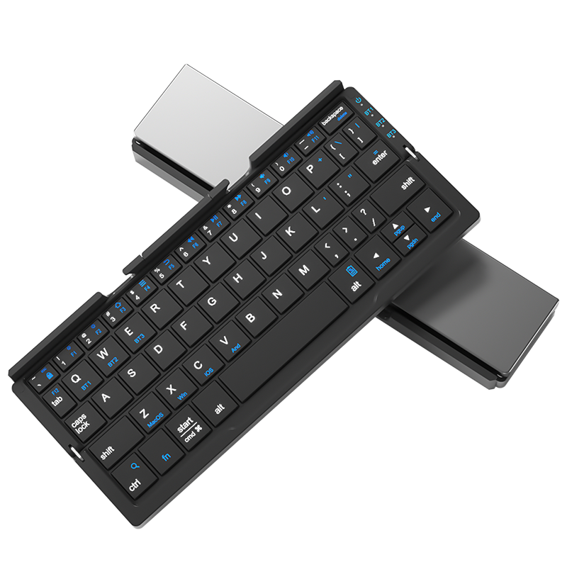 Bow-shaped mini foldable Bluetooth keyboard with wireless charging and a 100-day standby time; suitable for mobile phones and laptops.