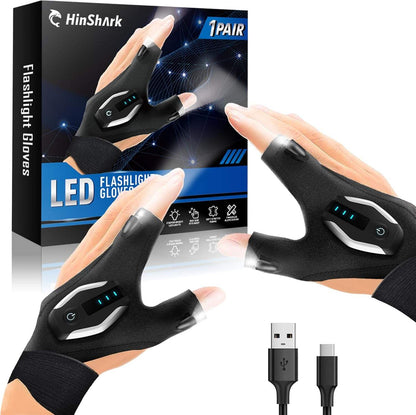 LED flashlight gloves - adjustable wrist strap made of nylon, suitable for auto repair or outdoor fishing.