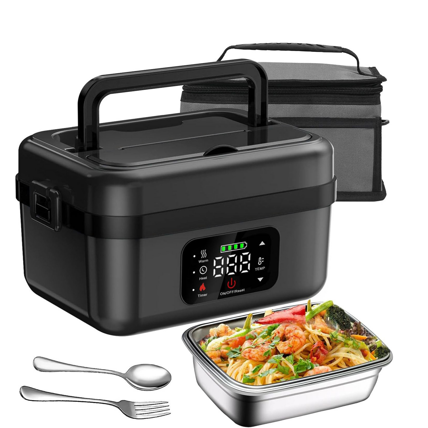 2025 Upgraded Portable Electric Lunch Box, 8000mAh Rechargeable, Waterless, Insulated Lunch Box for Camping