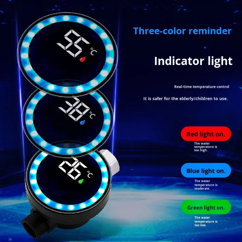 Universal shower head thermometer, baby bath and children's bath temperature controller, household visible LED faucet temperature gauge.