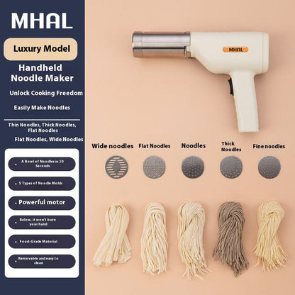 Multifunctional Handheld Noodle Maker, Wireless Electric Home Use, 5-Head Portable Rechargeable Noodle Press for Kitchens