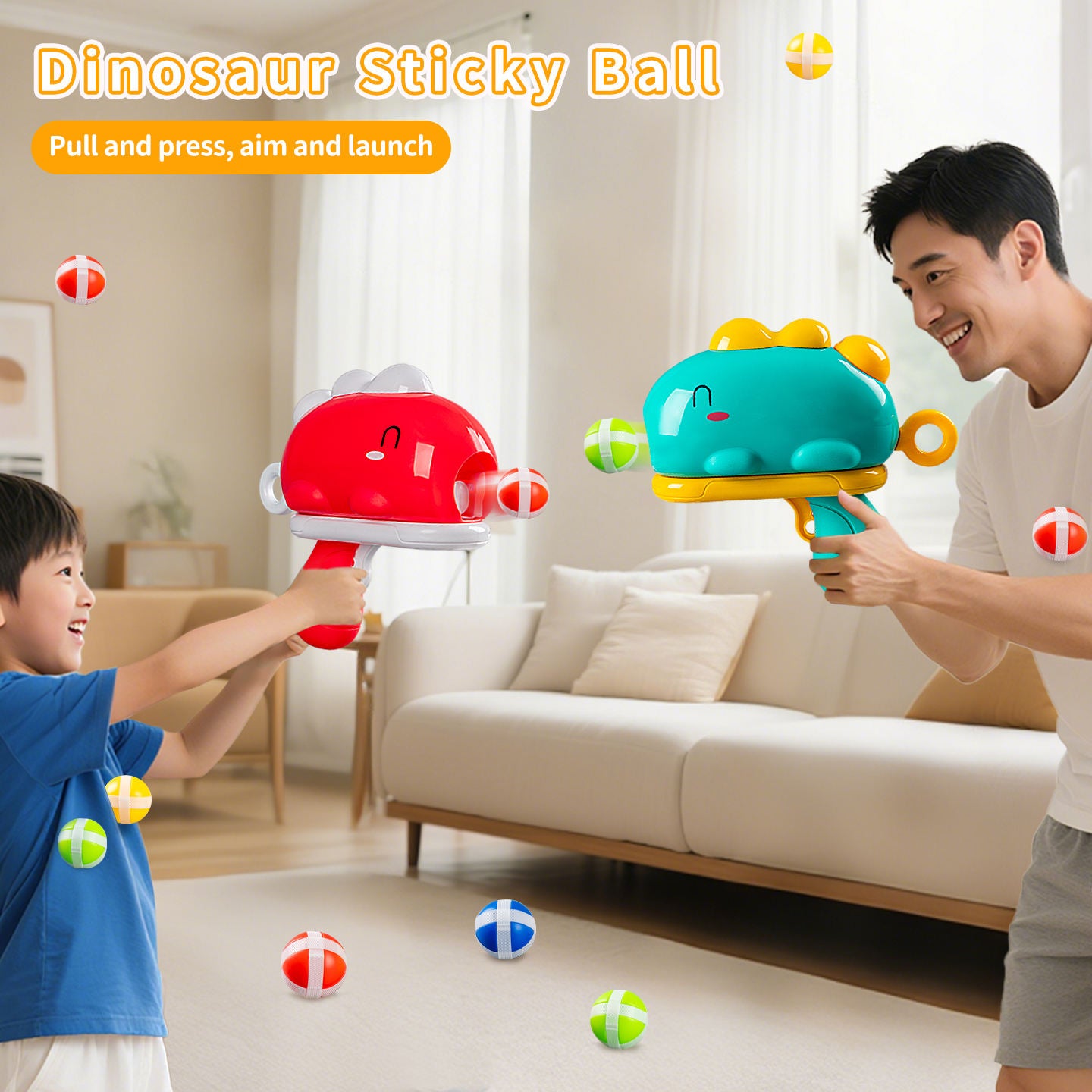 Children's Dinosaur Ball Toy Sticky Ball Shooting Parent-Child Interactive Ball Toy Dartboard Toy