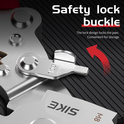 16-in-1 multi-functional folding wire stripper with screw tightening, wire splitting, and winding pulley design.