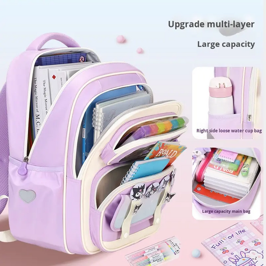 Waterproof Printed Children's Schoolbag — Large-Capacity Backpack for Primary Students, Designed for Spine Protection, Back-Strain Relief, and Posture Correction