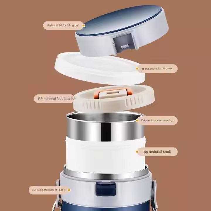 304 Stainless Steel Insulated Pot for Adults, Students, Office Workers, and Lunch Boxes (Multi-Layer)2.3L