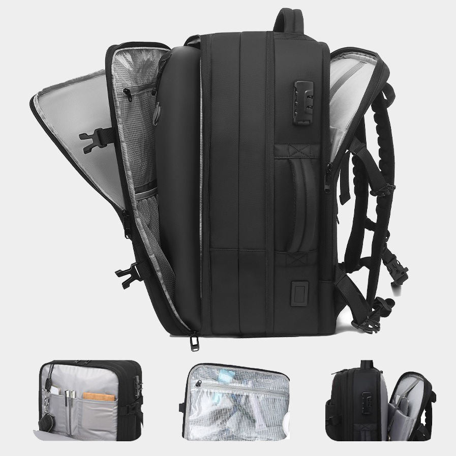 Vacuum-sealed backpack for men, business travel, large capacity, vacuum compression, laptop backpack, multi-functional.