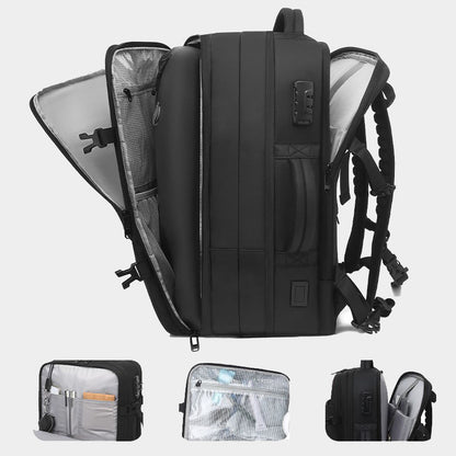 Vacuum-sealed backpack for men, business travel, large capacity, vacuum compression, laptop backpack, multi-functional.