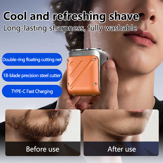 Portable Dual Blade Magnetic Suction Electric Shaver for Men IPX7 Waterproof Rechargeable Beard Razor for Home or Hotel Use