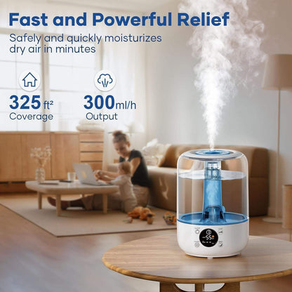 Mini ultrasonic humidifier for home use, quiet desktop sprayer, office aromatherapy, large capacity, top-fill water dispenser, bedroom.