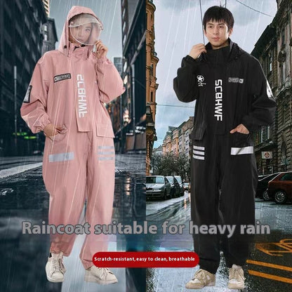 Motorcycle one-piece raincoat, full-body waterproof and breathable adult raincoat, rainproof and waterproof riding poncho