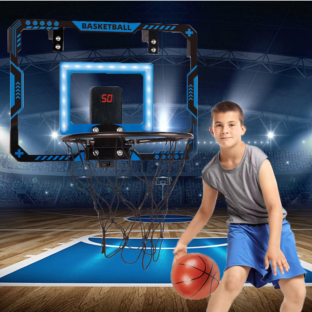 New luminous children's foldable scoring dunking basketball hoop, indoor mini basketball hoop, door scoreboard, children's sports gift, no-drill wall-mounted basketball hoop