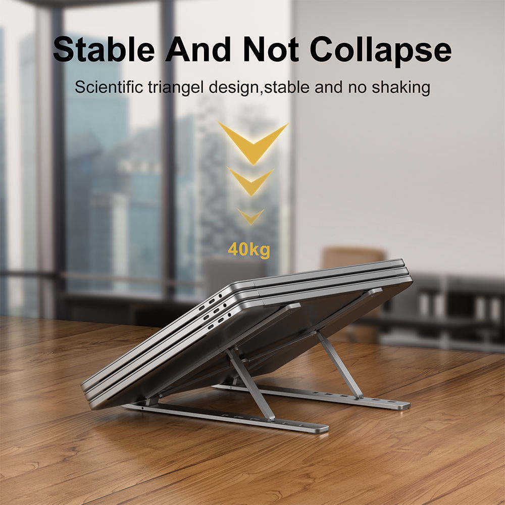 Ten-level adjustable aluminum alloy laptop stand, portable folding desktop height-adjustable tablet cooling stand