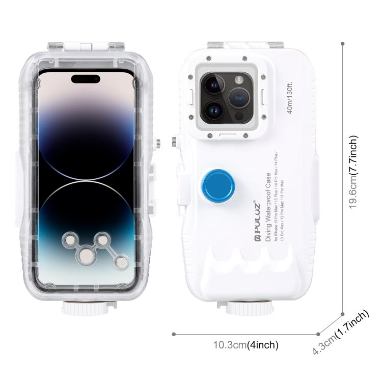 PULUZ Diving Case for iPhone 16 / 15 Pro Max — 40-Meter Sealed Waterproof Housing