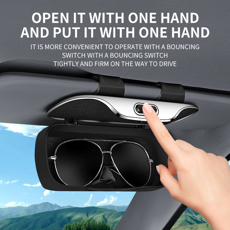 Multifunctional car sunglasses case, 2025 car sun visor, car glasses clip, ticket holder