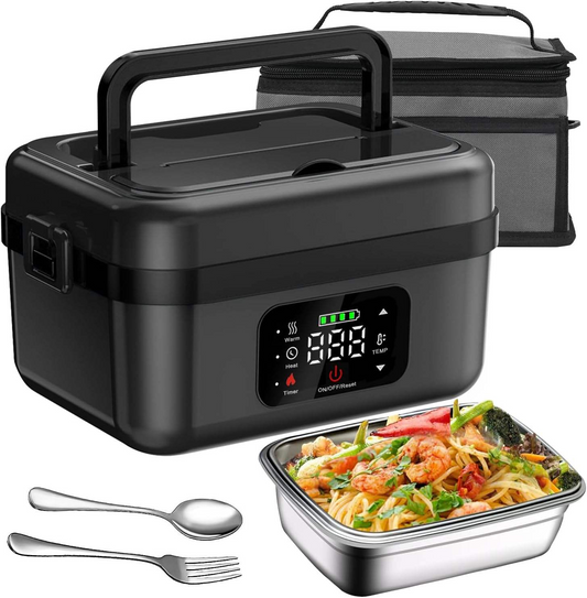 2025 Upgraded Portable Electric Lunch Box, 8000mAh Rechargeable, Waterless, Insulated Lunch Box for Camping