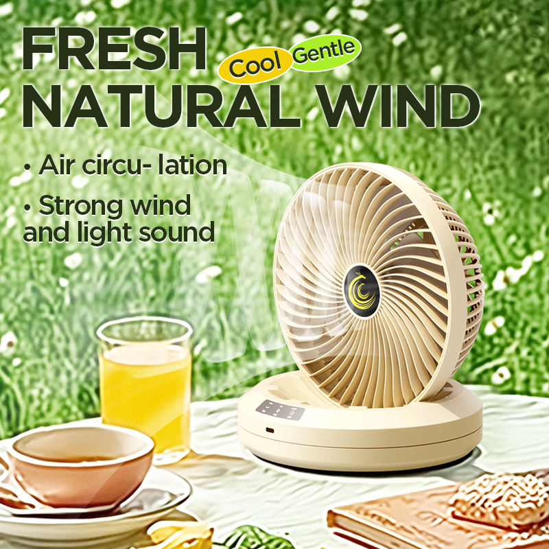 Desktop circulating fan, remote control, folding, wall-mounted, rechargeable, oscillating fan, portable fan for office and dormitory use.