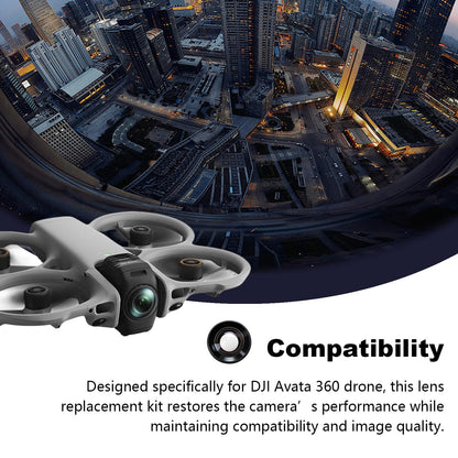 Lens Replacement Kit for DJI Avata 360 Drone, Portbale Optical Glass with Aluminum Alloy Ring + Removal Tools, 360° Camera Lens Repair Part Kit for Avata 360 Accessories (1 Pack)