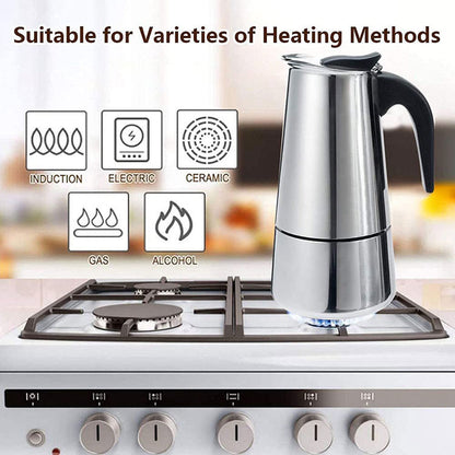 Italian Moka Pot, Stainless Steel Home Moka Coffee Maker, Coffee Brewing Equipment