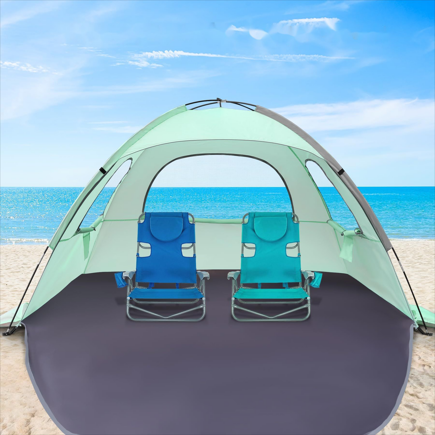 Seaside beach UV resistant, durable, lightweight, windproof, rainproof, foldable Oxford automatic outdoor camping tent