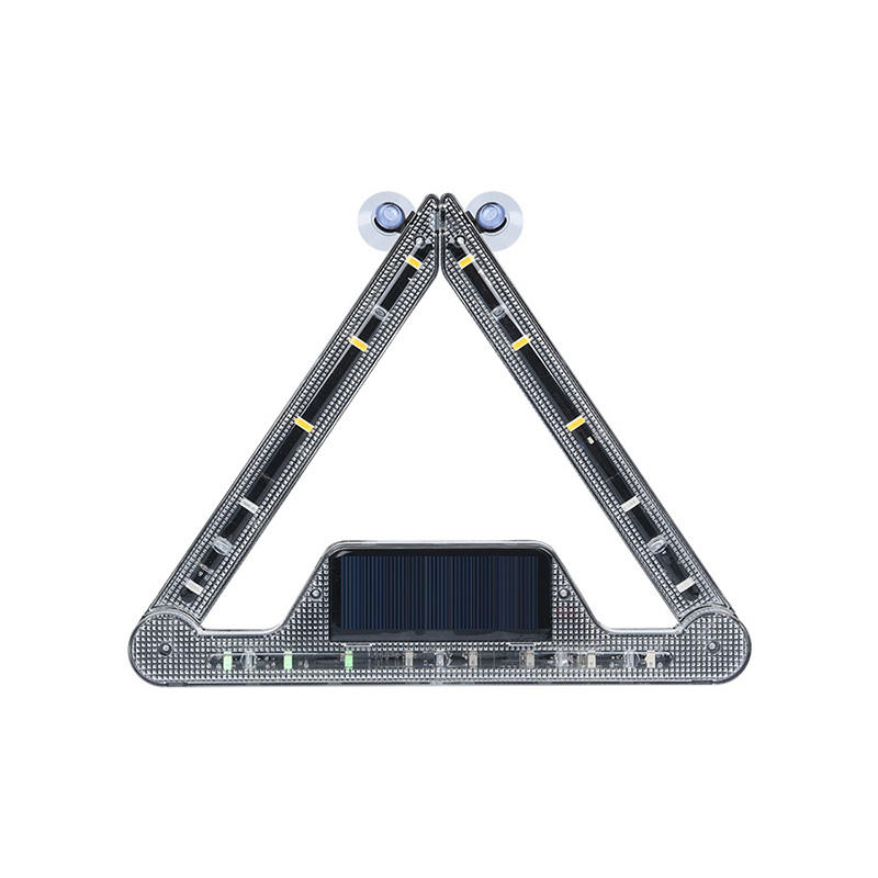 Solar powered wireless foldable LED emergency vehicle lighting strip triangle car signal alarm car electronic accessories