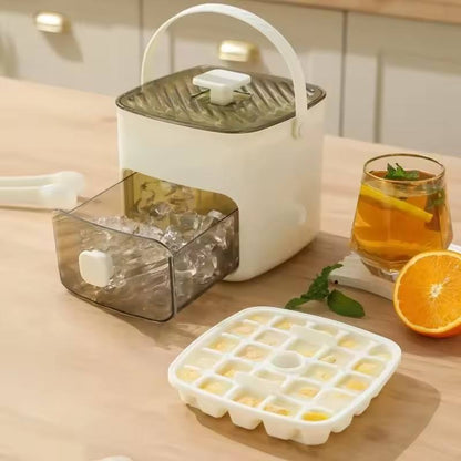Portable 48-compartment ice bucket, ice maker, ice cube mold, ice freezer, food-grade, large capacity, household press-type ice tray